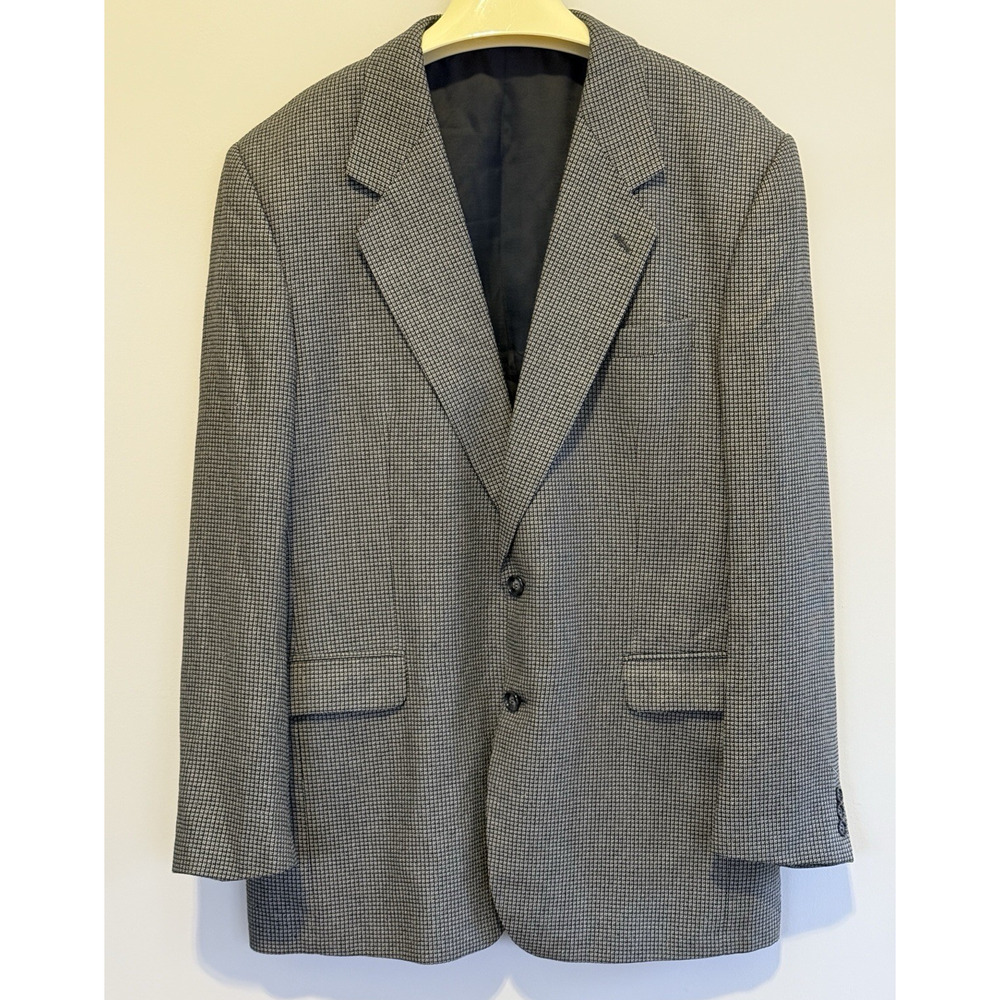 Tailors Row by Deansgate Mens 42L Brown Black Houndstooth Silk Wool Sport Coat